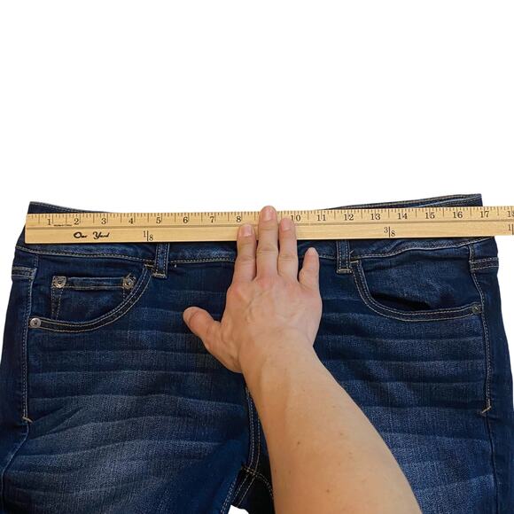 American Eagle Jeans Women Sz 16 Short Artist Flare Leg Distressed Stretch Boho - Picture 8 of 11